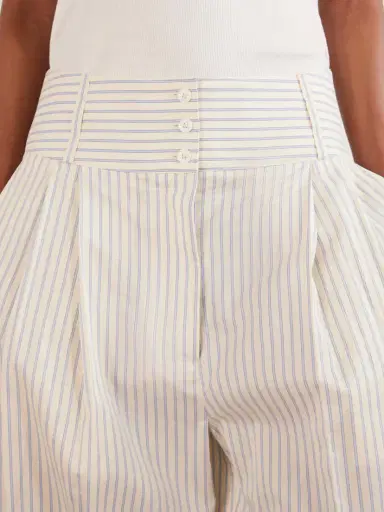 TOTEME Pleated Striped Cotton And Silk-blend Straight-leg Pants | Thumbnail 5 TOTEME Pleated Striped Cotton And Silk-blend Straight-leg Pants | Thumbnail 5