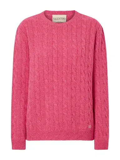Valentino Garavani Cable-knit Virgin Wool Sweater | Thumbnail 1 Valentino Garavani Cable-knit Virgin Wool Sweater | Thumbnail 1