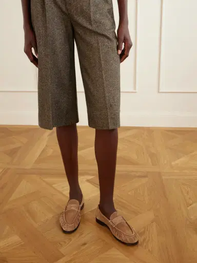 Saint Laurent Le Loafer Cassandre-embellished Suede Loafers | Thumbnail 2 Saint Laurent Le Loafer Cassandre-embellished Suede Loafers | Thumbnail 2
