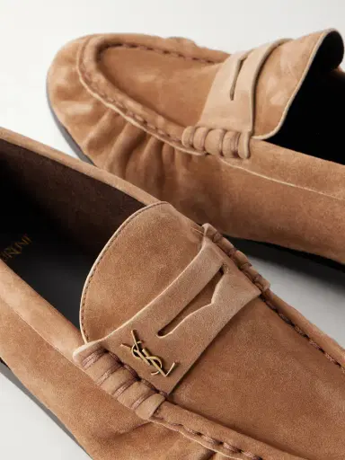 Saint Laurent Le Loafer Cassandre-embellished Suede Loafers | Thumbnail 5 Saint Laurent Le Loafer Cassandre-embellished Suede Loafers | Thumbnail 5