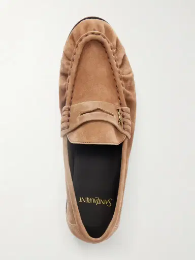 Saint Laurent Le Loafer Cassandre-embellished Suede Loafers | Thumbnail 6 Saint Laurent Le Loafer Cassandre-embellished Suede Loafers | Thumbnail 6