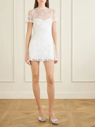 Clio Peppiatt Freya Cape-effect Embellished Tulle Mini Dress | Thumbnail 2 Clio Peppiatt Freya Cape-effect Embellished Tulle Mini Dress | Thumbnail 2