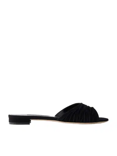 Manolo Blahnik Pirua 10 Pleated Suede Sandals | Thumbnail 1 Manolo Blahnik Pirua 10 Pleated Suede Sandals | Thumbnail 1