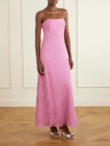 Staud Cassie Strapless Bead-embellished Crinkled Modal-blend Organza Maxi Dress | Thumbnail 2 Staud Cassie Strapless Bead-embellished Crinkled Modal-blend Organza Maxi Dress | Thumbnail 2