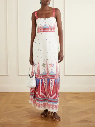 Emporio Sirenuse Azzurra Printed Linen Maxi Dress | Thumbnail 2 Emporio Sirenuse Azzurra Printed Linen Maxi Dress | Thumbnail 2