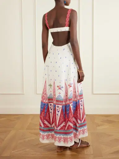 Emporio Sirenuse Azzurra Printed Linen Maxi Dress | Thumbnail 3 Emporio Sirenuse Azzurra Printed Linen Maxi Dress | Thumbnail 3