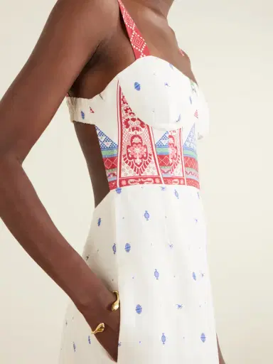 Emporio Sirenuse Azzurra Printed Linen Maxi Dress | Thumbnail 4 Emporio Sirenuse Azzurra Printed Linen Maxi Dress | Thumbnail 4