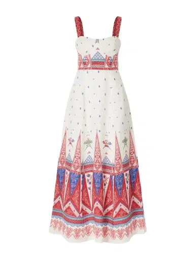 Emporio Sirenuse Azzurra Printed Linen Maxi Dress | Thumbnail 1 Emporio Sirenuse Azzurra Printed Linen Maxi Dress | Thumbnail 1