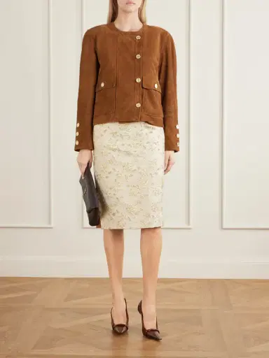 Saint Laurent Floral-brocade Midi Skirt | Thumbnail 2 Saint Laurent Floral-brocade Midi Skirt | Thumbnail 2