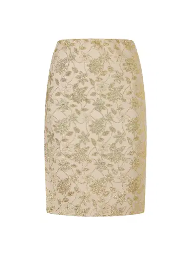 Saint Laurent Floral-brocade Midi Skirt | Thumbnail 1 Saint Laurent Floral-brocade Midi Skirt | Thumbnail 1
