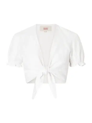 Emporio Sirenuse Poppy Knotted Linen Cropped Top | Thumbnail 1 Emporio Sirenuse Poppy Knotted Linen Cropped Top | Thumbnail 1
