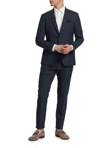 Saks Fifth Avenue Men's COLLECTION Spacedye Wool Suit - Navy Blazer - Size 44 | Thumbnail 2 Saks Fifth Avenue Men's COLLECTION Spacedye Wool Suit - Navy Blazer - Size 44 | Thumbnail 2