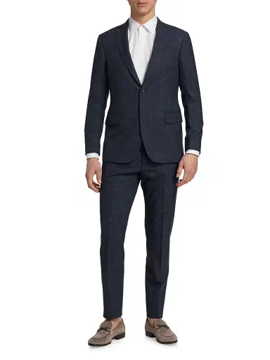 Saks Fifth Avenue Men's COLLECTION Spacedye Wool Suit - Navy Blazer - Size 44 | Thumbnail 3 Saks Fifth Avenue Men's COLLECTION Spacedye Wool Suit - Navy Blazer - Size 44 | Thumbnail 3