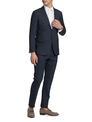 Saks Fifth Avenue Men's COLLECTION Spacedye Wool Suit - Navy Blazer - Size 44 | Thumbnail 4 Saks Fifth Avenue Men's COLLECTION Spacedye Wool Suit - Navy Blazer - Size 44 | Thumbnail 4