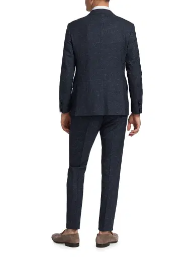 Saks Fifth Avenue Men's COLLECTION Spacedye Wool Suit - Navy Blazer - Size 44 | Thumbnail 5 Saks Fifth Avenue Men's COLLECTION Spacedye Wool Suit - Navy Blazer - Size 44 | Thumbnail 5