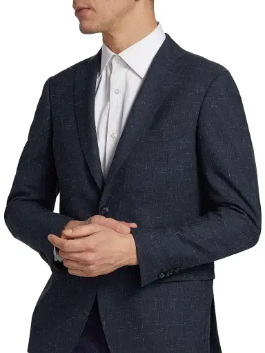 Saks Fifth Avenue Men's COLLECTION Spacedye Wool Suit - Navy Blazer - Size 44 | Thumbnail 6 Saks Fifth Avenue Men's COLLECTION Spacedye Wool Suit - Navy Blazer - Size 44 | Thumbnail 6