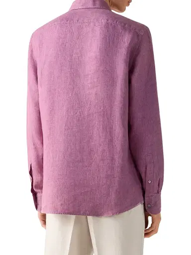 ZEGNA Men's Oasi Lino Polo Shirt - Pink | Thumbnail 3 ZEGNA Men's Oasi Lino Polo Shirt - Pink | Thumbnail 3
