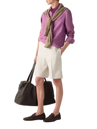 ZEGNA Men's Oasi Lino Polo Shirt - Pink | Thumbnail 5 ZEGNA Men's Oasi Lino Polo Shirt - Pink | Thumbnail 5