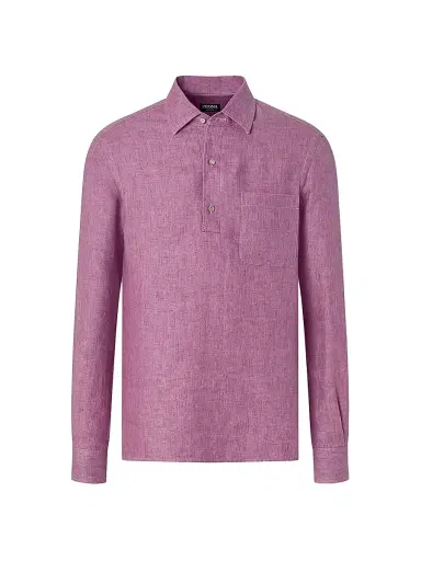 ZEGNA Men's Oasi Lino Polo Shirt - Pink | Thumbnail 1 ZEGNA Men's Oasi Lino Polo Shirt - Pink | Thumbnail 1