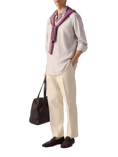 ZEGNA Men's Silk Shirt - Pink White | Thumbnail 2 ZEGNA Men's Silk Shirt - Pink White | Thumbnail 2