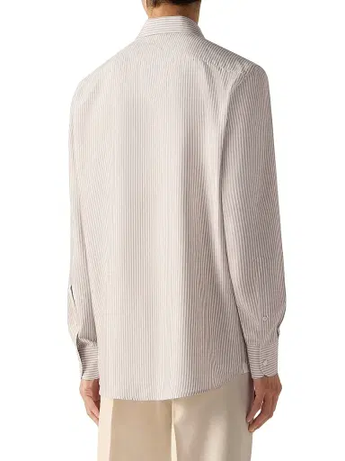 ZEGNA Men's Silk Shirt - Pink White | Thumbnail 4 ZEGNA Men's Silk Shirt - Pink White | Thumbnail 4