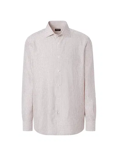 ZEGNA Men's Silk Shirt - Pink White | Thumbnail 1 ZEGNA Men's Silk Shirt - Pink White | Thumbnail 1