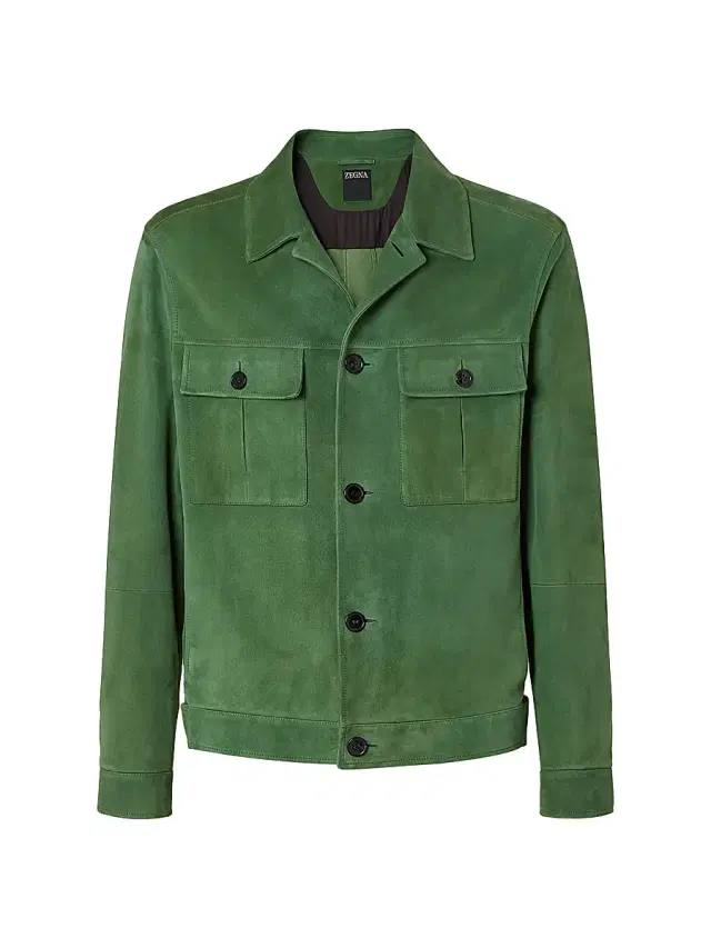 Men's Leather Blouson Jacket - Pine Green Men's Leather Blouson Jacket - Pine Green