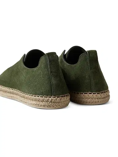 ZEGNA Men's Suede Triple Stitch Espadrilles Sneakers - Pine Green | Thumbnail 5 ZEGNA Men's Suede Triple Stitch Espadrilles Sneakers - Pine Green | Thumbnail 5