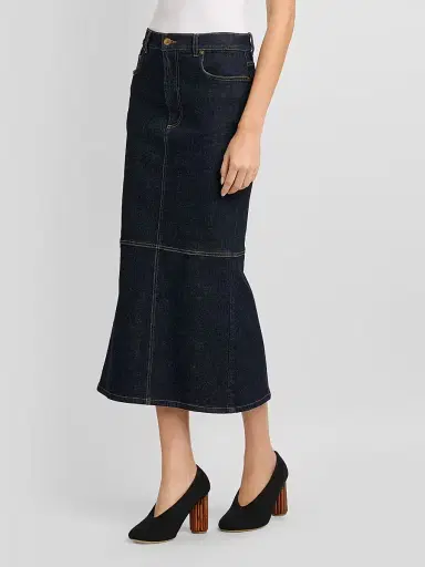 MOSCHINO Women's Mermaid Heart Back Denim Midi-Skirt | Thumbnail 4 MOSCHINO Women's Mermaid Heart Back Denim Midi-Skirt | Thumbnail 4