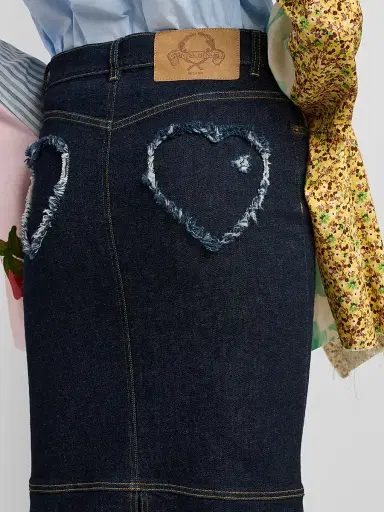 MOSCHINO Women's Mermaid Heart Back Denim Midi-Skirt | Thumbnail 5 MOSCHINO Women's Mermaid Heart Back Denim Midi-Skirt | Thumbnail 5
