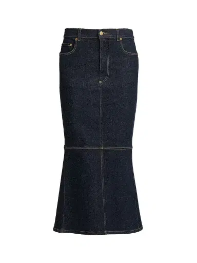 MOSCHINO Women's Mermaid Heart Back Denim Midi-Skirt | Thumbnail 1 MOSCHINO Women's Mermaid Heart Back Denim Midi-Skirt | Thumbnail 1