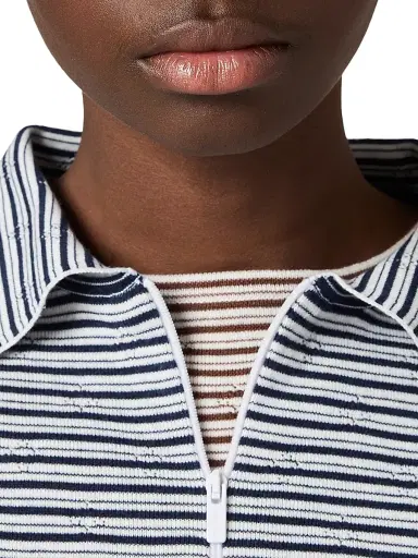 Miu Miu Women's Cotton, Cashmere and Silk Polo Shirt - White Multicolor - Size 6 | Thumbnail 5 Miu Miu Women's Cotton, Cashmere and Silk Polo Shirt - White Multicolor - Size 6 | Thumbnail 5