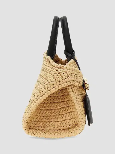 Ferragamo Women's Hug Mini Crochet Raffia Top Handle Bag - Cremino | Thumbnail 4 Ferragamo Women's Hug Mini Crochet Raffia Top Handle Bag - Cremino | Thumbnail 4