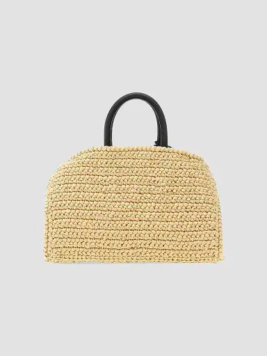 Ferragamo Women's Hug Mini Crochet Raffia Top Handle Bag - Cremino | Thumbnail 5 Ferragamo Women's Hug Mini Crochet Raffia Top Handle Bag - Cremino | Thumbnail 5