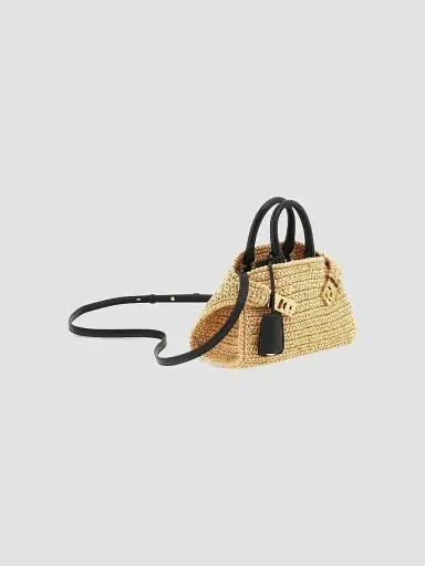Ferragamo Women's Hug Mini Crochet Raffia Top Handle Bag - Cremino | Thumbnail 6 Ferragamo Women's Hug Mini Crochet Raffia Top Handle Bag - Cremino | Thumbnail 6