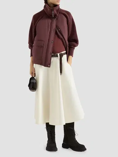 Brunello Cucinelli Women's Stretch Cotton Ribbed Jersey Top with Monili - Wine | Thumbnail 6 Brunello Cucinelli Women's Stretch Cotton Ribbed Jersey Top with Monili - Wine | Thumbnail 6