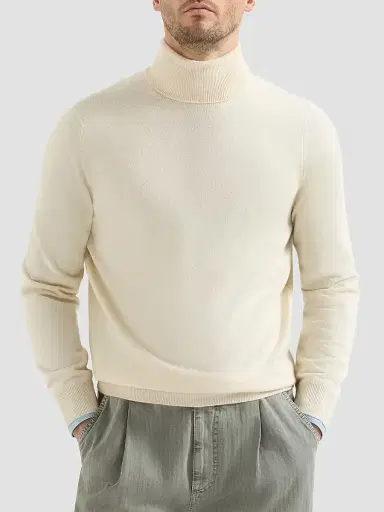 Brunello Cucinelli Men's Cashmere Turtleneck Sweater - Butter - Size 50 | Thumbnail 2 Brunello Cucinelli Men's Cashmere Turtleneck Sweater - Butter - Size 50 | Thumbnail 2