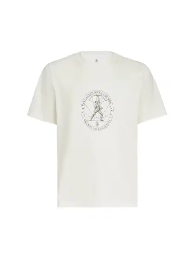 Brunello Cucinelli Men's Cotton Jersey Crew-Neck T-Shirt with Print - Off White | Thumbnail 1 Brunello Cucinelli Men's Cotton Jersey Crew-Neck T-Shirt with Print - Off White | Thumbnail 1