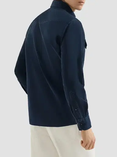 Brunello Cucinelli Men's Garment Dyed Easy Fit Western Shirt | Thumbnail 3 Brunello Cucinelli Men's Garment Dyed Easy Fit Western Shirt | Thumbnail 3
