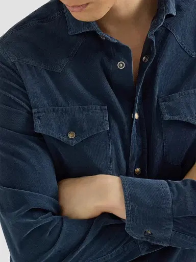 Brunello Cucinelli Men's Garment Dyed Easy Fit Western Shirt | Thumbnail 4 Brunello Cucinelli Men's Garment Dyed Easy Fit Western Shirt | Thumbnail 4