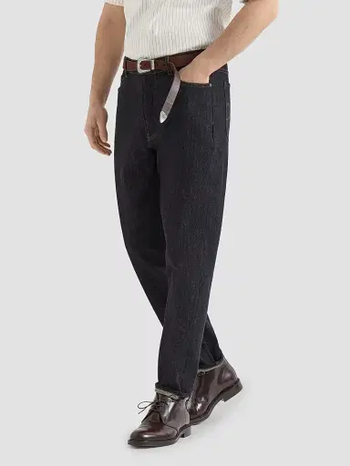 Brunello Cucinelli Men's No-Fade Denim Iconic Fit Five-Pocket Jeans - Dark Denim | Thumbnail 2 Brunello Cucinelli Men's No-Fade Denim Iconic Fit Five-Pocket Jeans - Dark Denim | Thumbnail 2