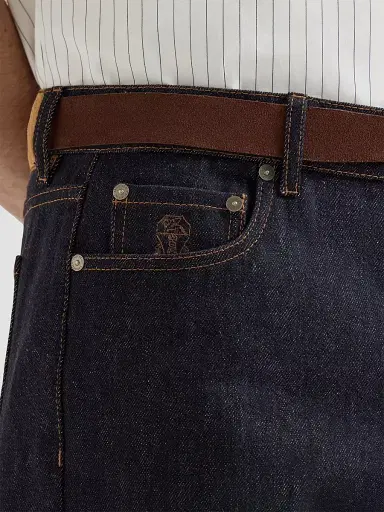 Brunello Cucinelli Men's No-Fade Denim Iconic Fit Five-Pocket Jeans - Dark Denim | Thumbnail 4 Brunello Cucinelli Men's No-Fade Denim Iconic Fit Five-Pocket Jeans - Dark Denim | Thumbnail 4