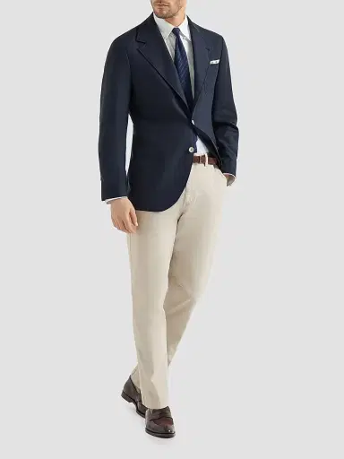 Brunello Cucinelli Men's Garment-Dyed Trousers in Peached Cotton Gabardine - Beige | Thumbnail 6 Brunello Cucinelli Men's Garment-Dyed Trousers in Peached Cotton Gabardine - Beige | Thumbnail 6