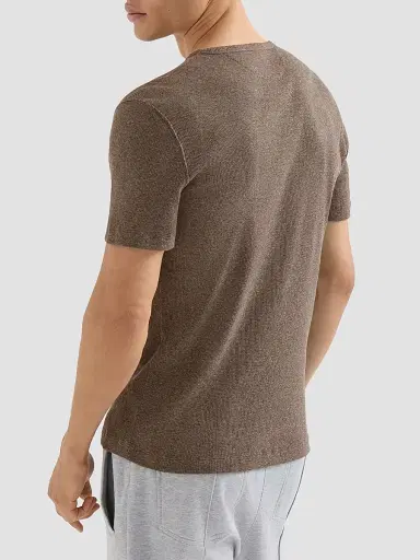 Brunello Cucinelli Men's Denim-Effect Ribbed Cotton Jersey Crew-Neck T-Shirt - Brown | Thumbnail 3 Brunello Cucinelli Men's Denim-Effect Ribbed Cotton Jersey Crew-Neck T-Shirt - Brown | Thumbnail 3