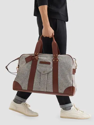 Brunello Cucinelli Men's Wool, Alpaca and Cashmere Flannel Street Bag - Medium Grey | Thumbnail 5 Brunello Cucinelli Men's Wool, Alpaca and Cashmere Flannel Street Bag - Medium Grey | Thumbnail 5