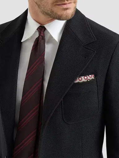 Brunello Cucinelli Men's Spotted Pattern Silk Pocket Square - Red White | Thumbnail 3 Brunello Cucinelli Men's Spotted Pattern Silk Pocket Square - Red White | Thumbnail 3