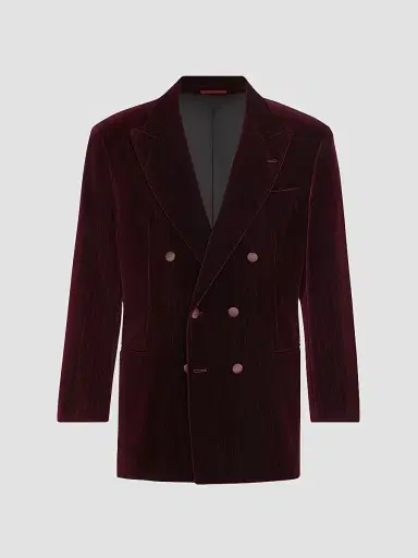 Brunello Cucinelli Men's Cotton Chalk Stripe Velvet One-and-a-Half Breasted Tuxedo Jacket | Thumbnail 2 Brunello Cucinelli Men's Cotton Chalk Stripe Velvet One-and-a-Half Breasted Tuxedo Jacket | Thumbnail 2