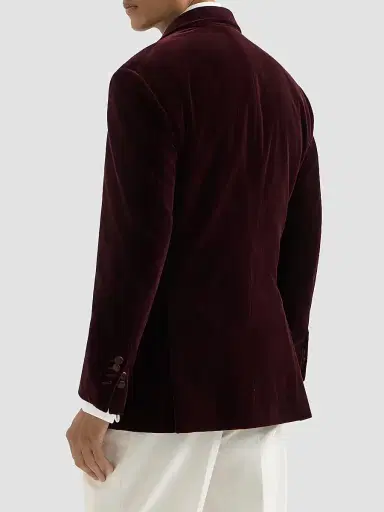 Brunello Cucinelli Men's Cotton Chalk Stripe Velvet One-and-a-Half Breasted Tuxedo Jacket | Thumbnail 4 Brunello Cucinelli Men's Cotton Chalk Stripe Velvet One-and-a-Half Breasted Tuxedo Jacket | Thumbnail 4