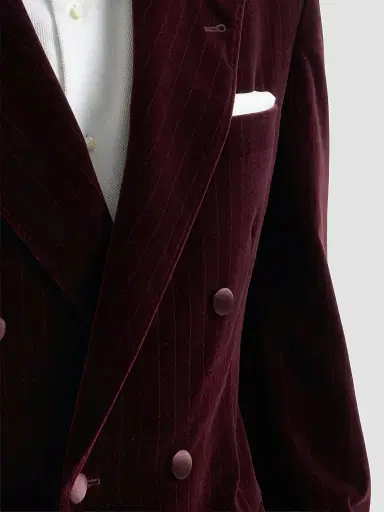 Brunello Cucinelli Men's Cotton Chalk Stripe Velvet One-and-a-Half Breasted Tuxedo Jacket | Thumbnail 5 Brunello Cucinelli Men's Cotton Chalk Stripe Velvet One-and-a-Half Breasted Tuxedo Jacket | Thumbnail 5