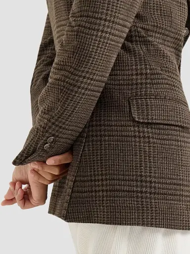 Brunello Cucinelli Men's Cashmere Prince of Wales Tailor Blazer - Chestnut | Thumbnail 5 Brunello Cucinelli Men's Cashmere Prince of Wales Tailor Blazer - Chestnut | Thumbnail 5